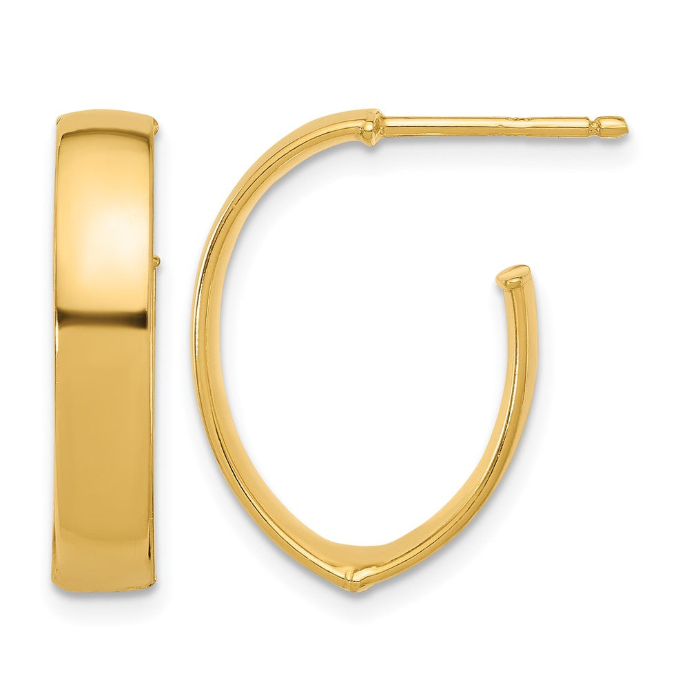 10K Polished  J-Hoop Post Earrings