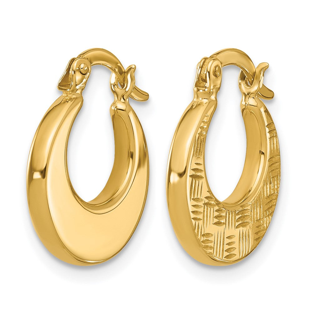 10K Polished and Diamond-cut Fancy Hoop Earrings