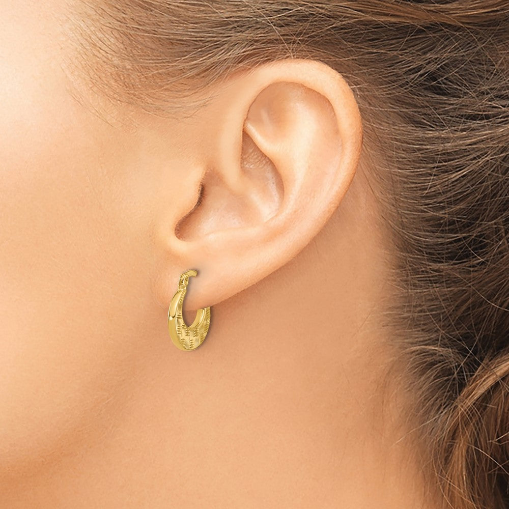 10K Polished and Diamond-cut Fancy Hoop Earrings