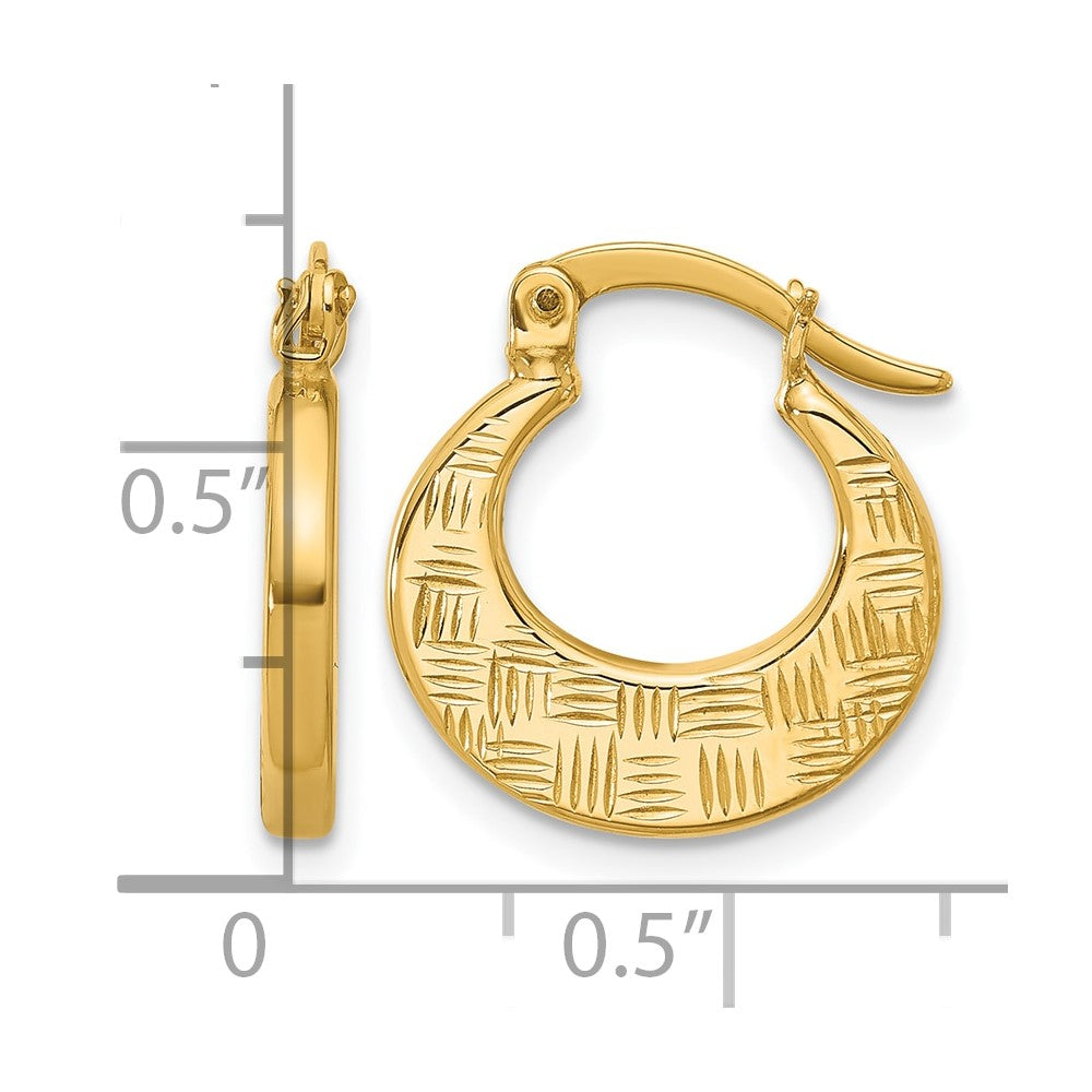 10K Polished and Diamond-cut Fancy Hoop Earrings