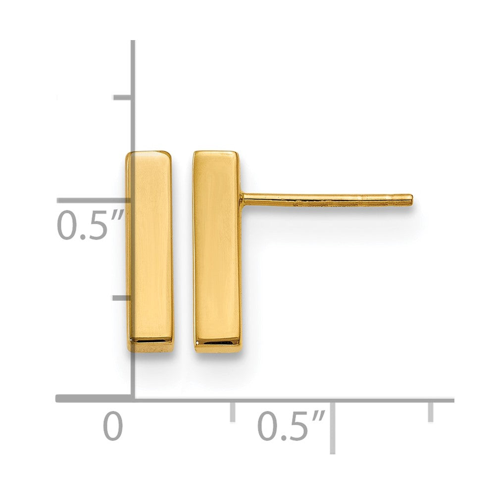 10K Polished Post Bar Earrings