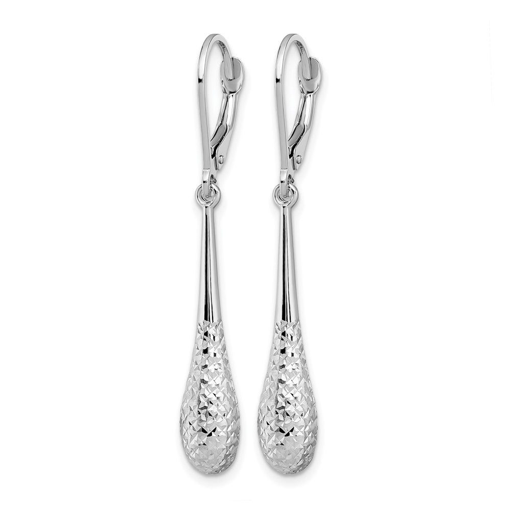 10K White Gold Polished and D/C Leverback Earrings