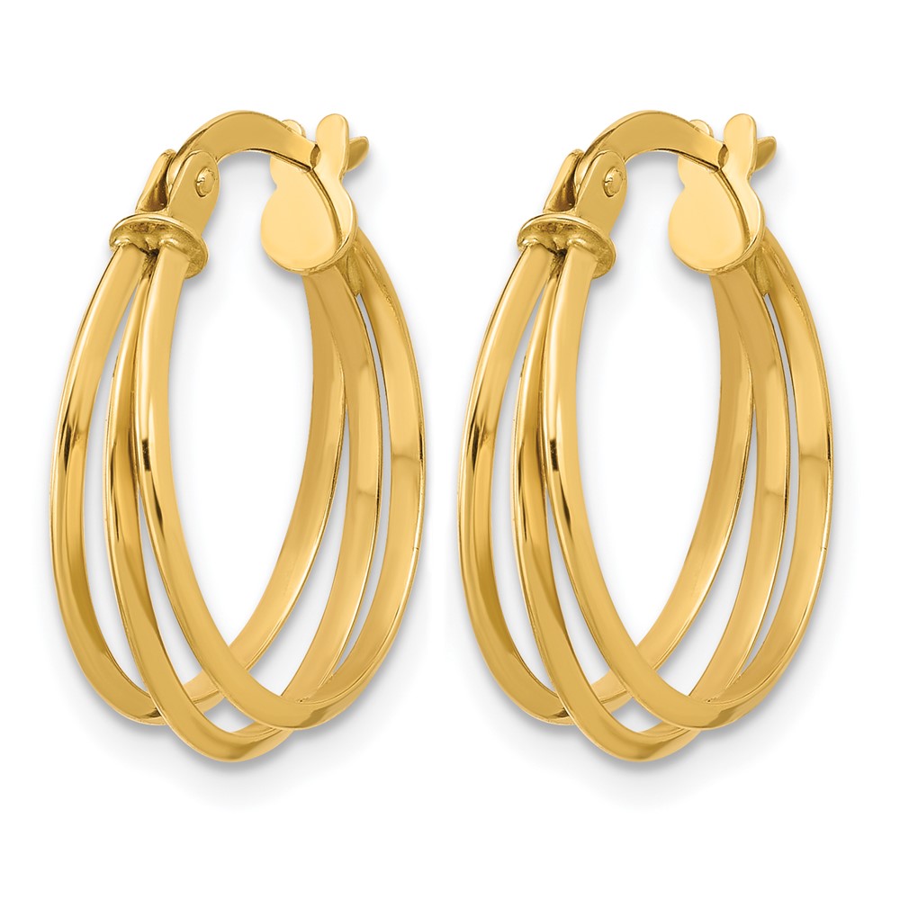 10K Polished 3-row Round Hoop Earrings