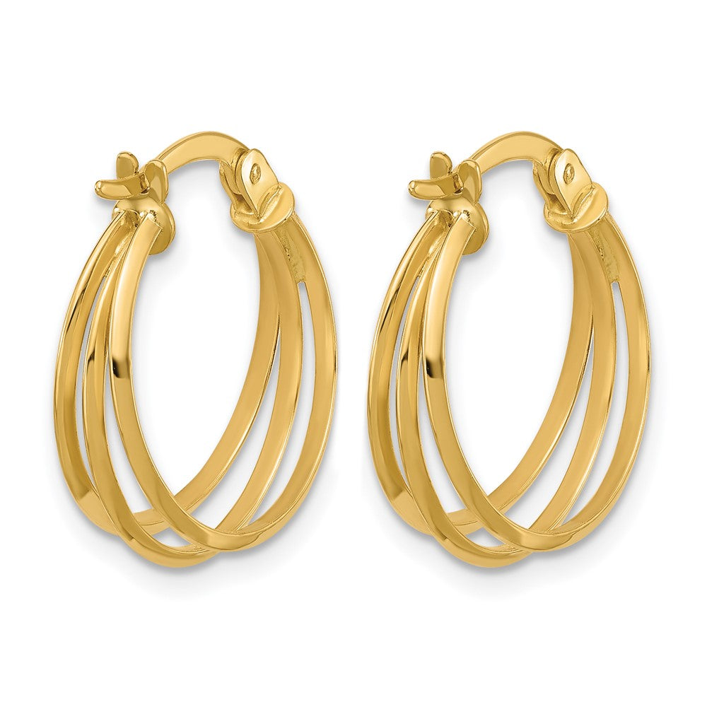 10K Polished 3-row Round Hoop Earrings