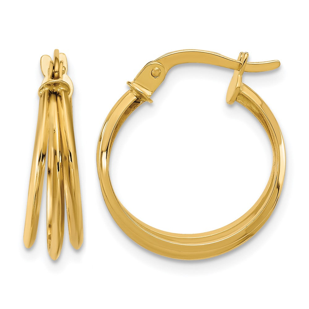 10K Polished 3-row Round Hoop Earrings