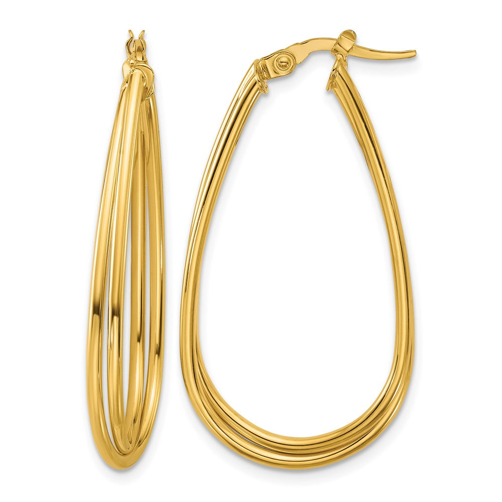 10K Polished Twist Teardrop Hoop Earrings