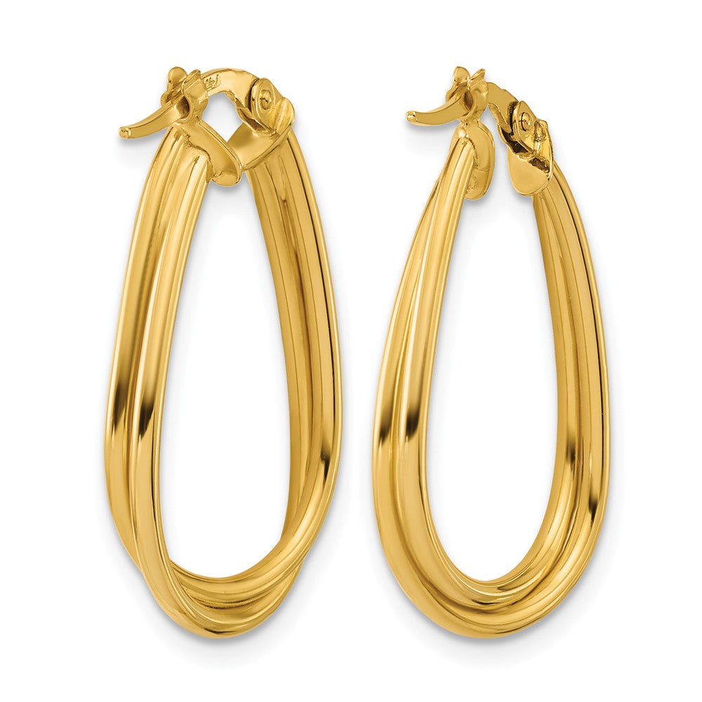 10K Polished Twist Teardrop Hoop Earrings