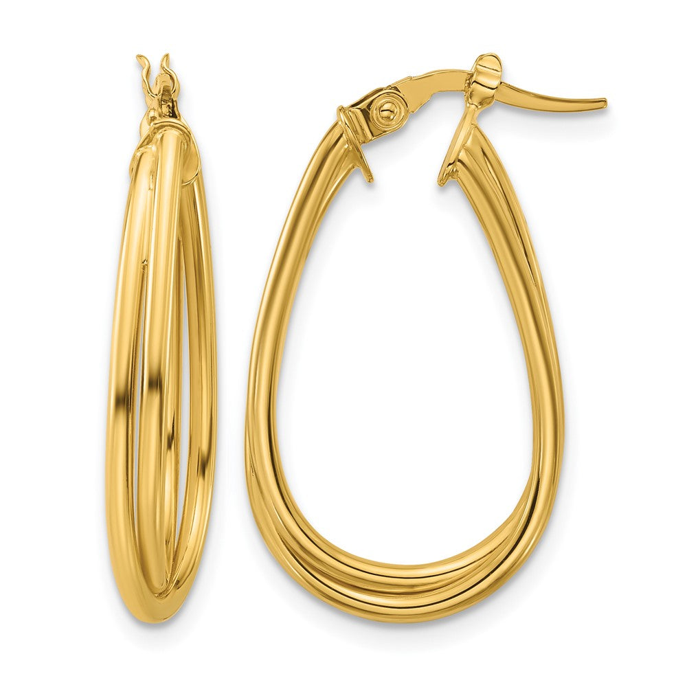 10K Polished Twist Teardrop Hoop Earrings