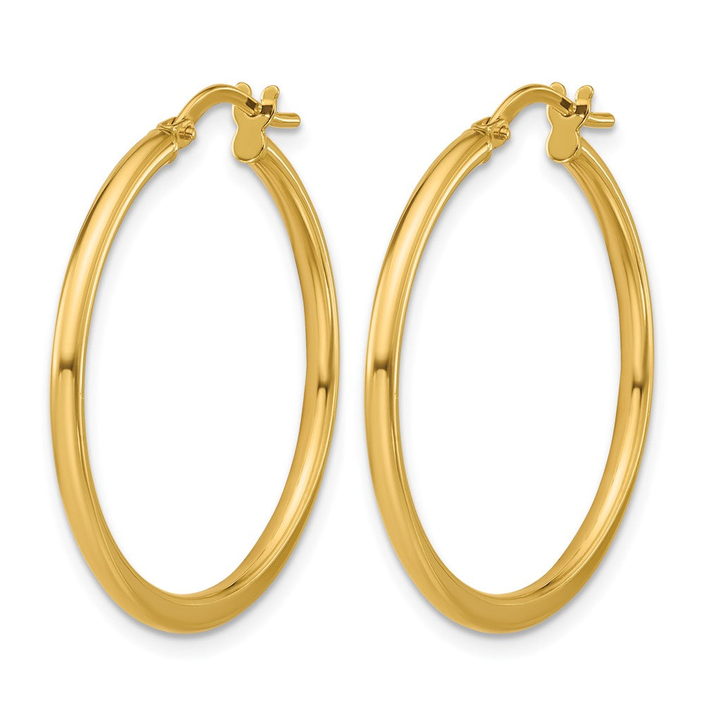 10K Polished Round Hoop Earrings