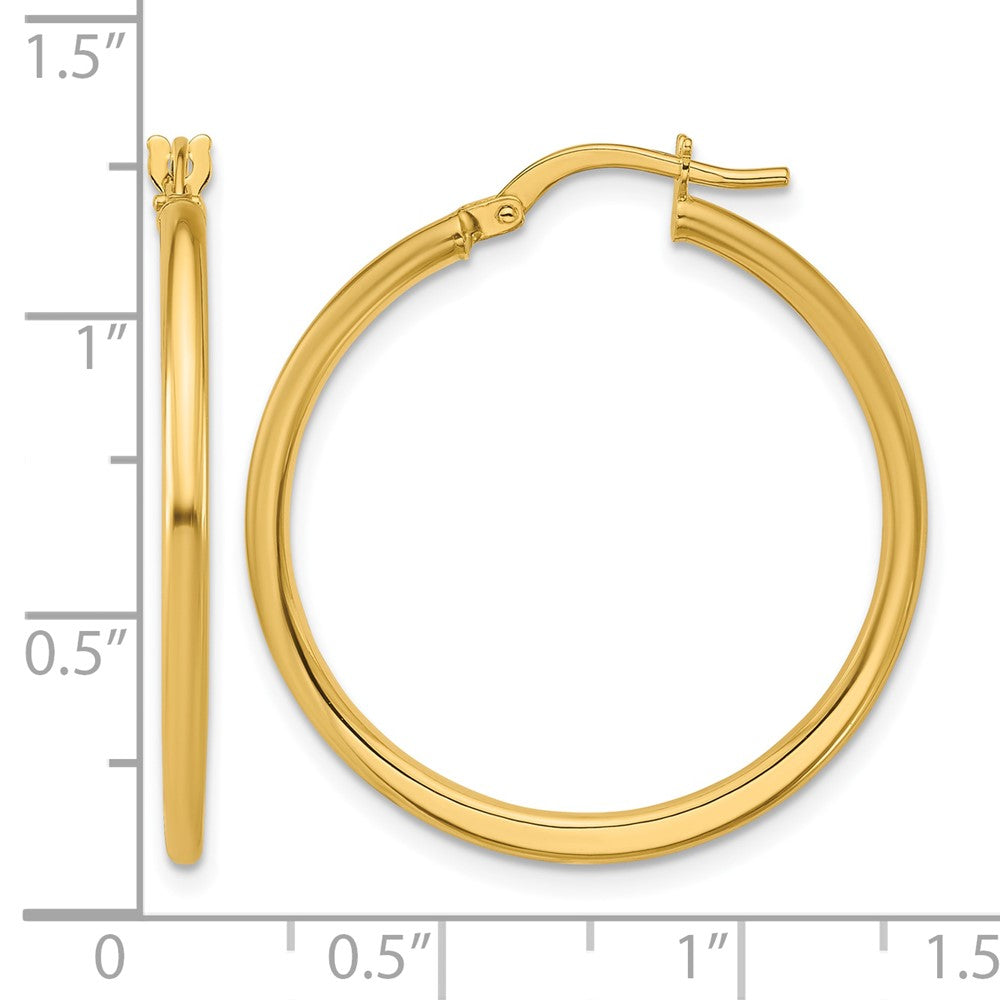 10K Polished Round Hoop Earrings