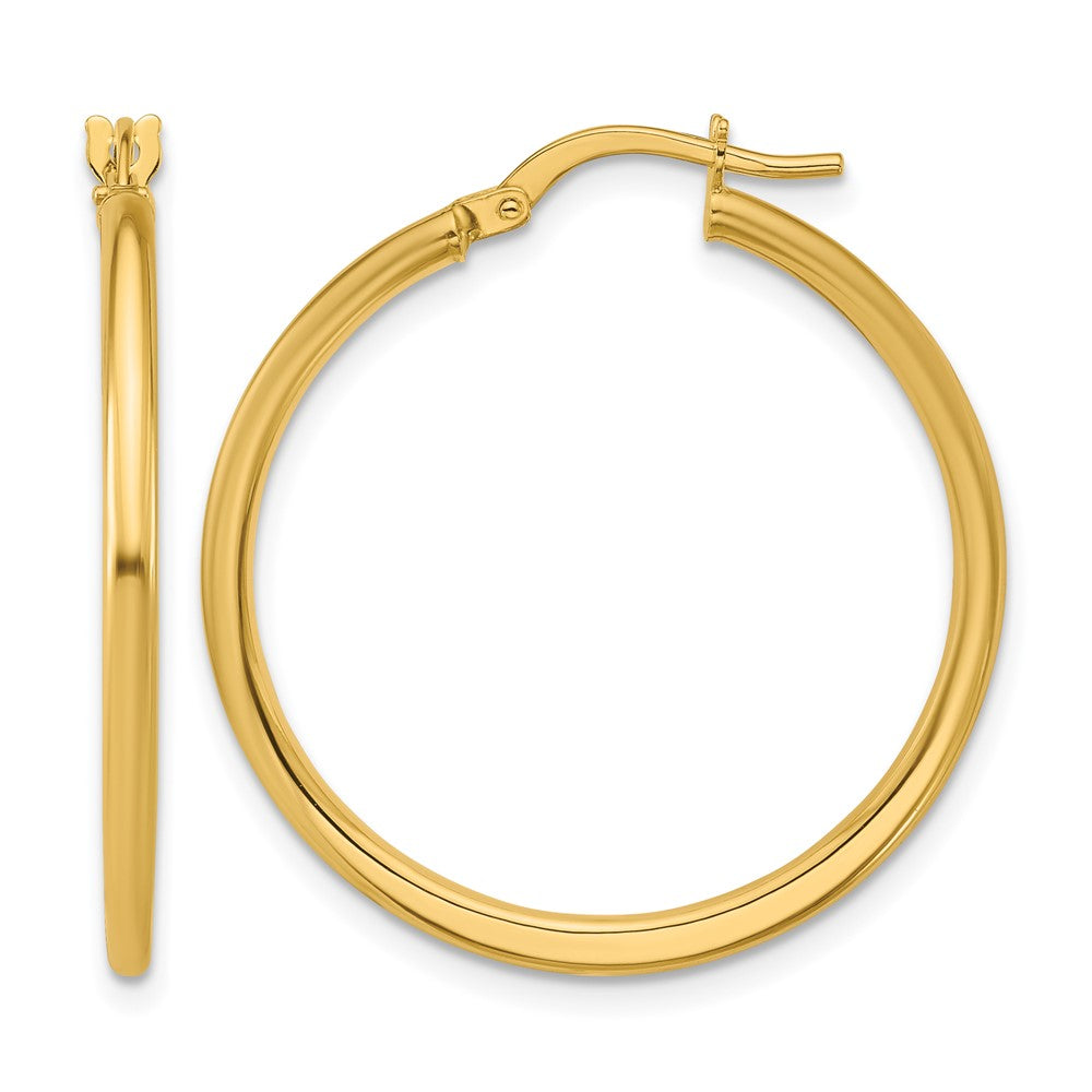 10K Polished Round Hoop Earrings