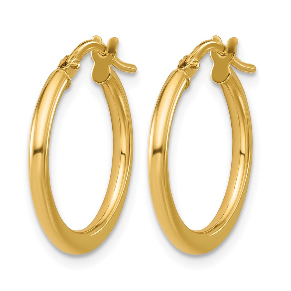 10K Polished Round Hoop Earrings