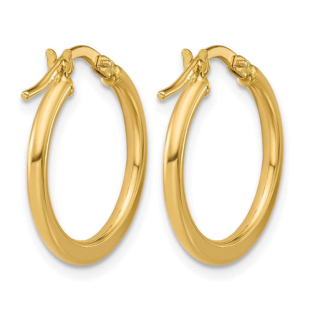 10K Polished Round Hoop Earrings