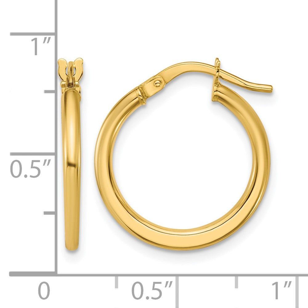 10K Polished Round Hoop Earrings
