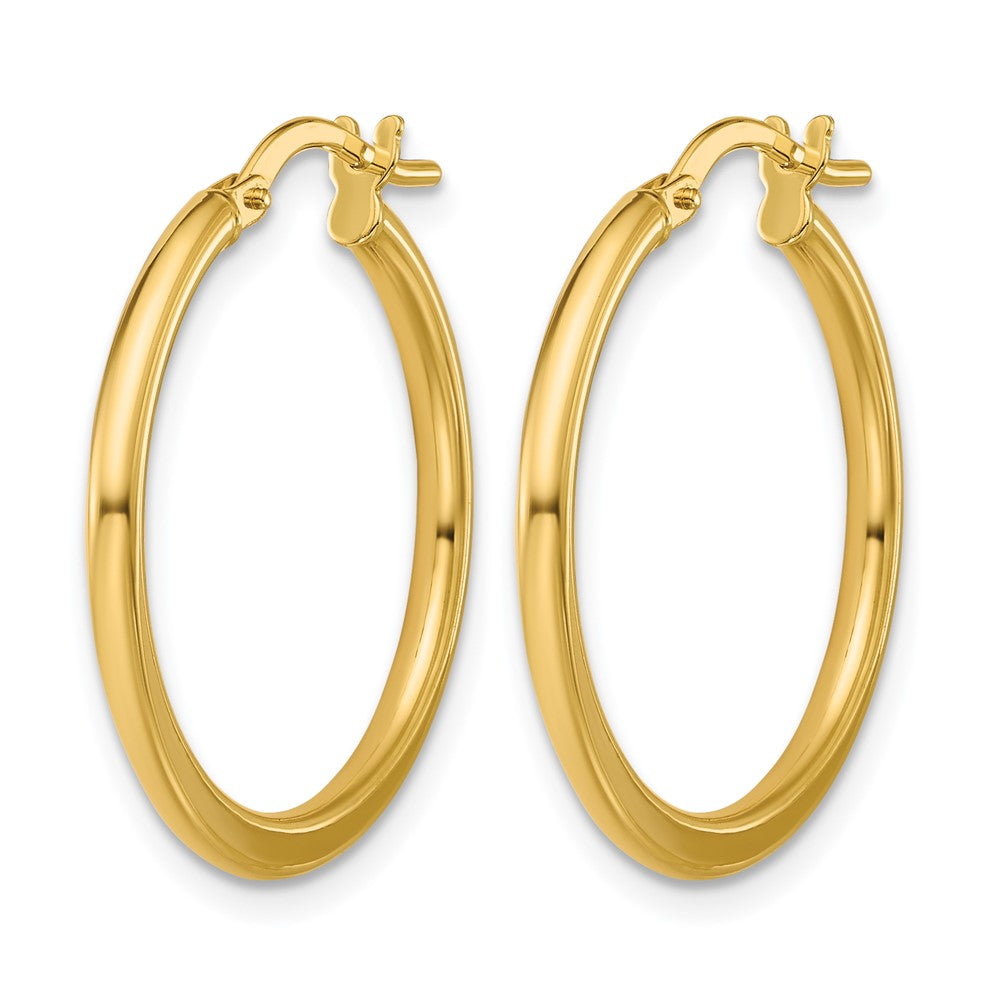 10K Polished Round Hoop Earrings