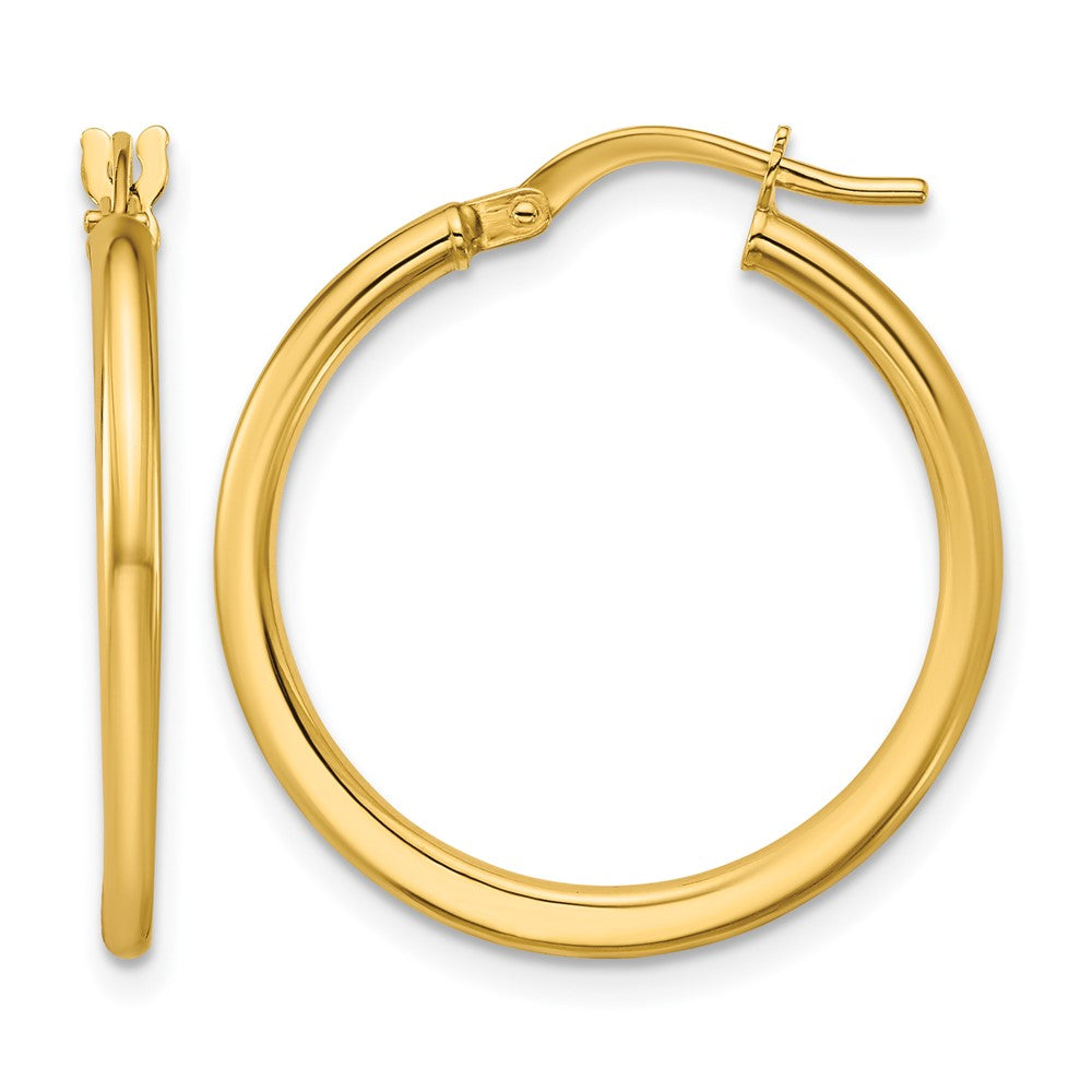 10K Polished Round Hoop Earrings