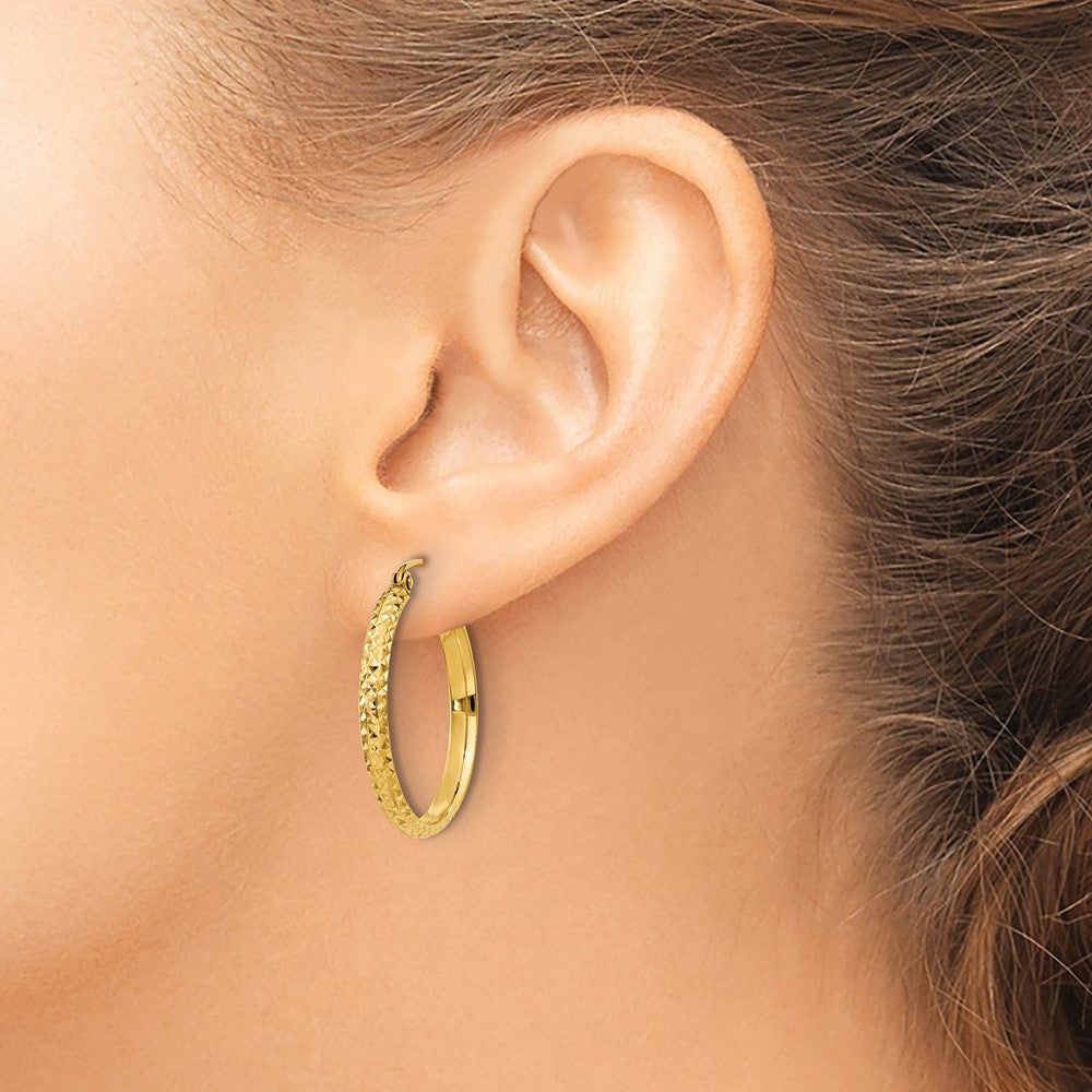 10k D/C 2.8x25mm Hollow Hoop Earrings