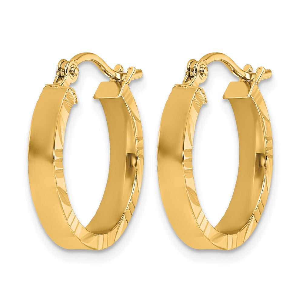 10k Small 3mm D/C Edge Polished Hoop Earrings