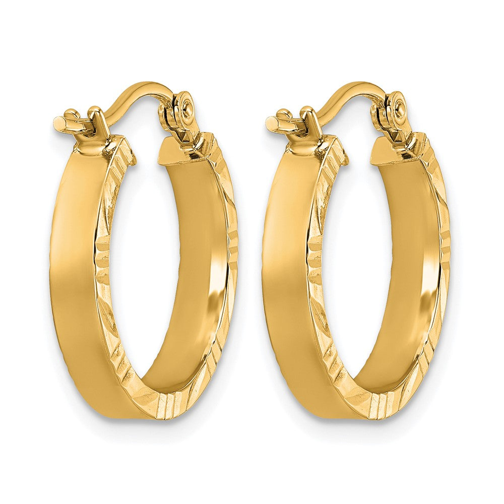 10k Small 3mm D/C Edge Polished Hoop Earrings
