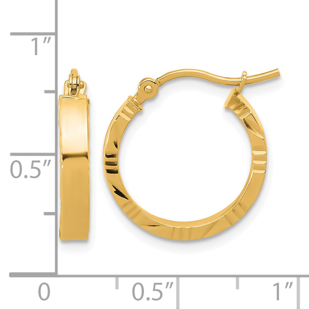 10k Small 3mm D/C Edge Polished Hoop Earrings