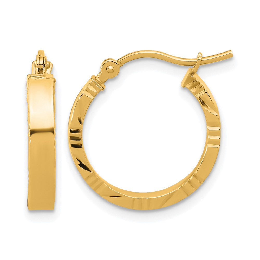 10k Small 3mm D/C Edge Polished Hoop Earrings