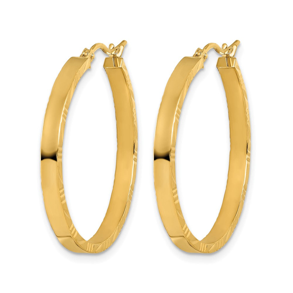 10k D/C Edge Large 3mm Polished Hoop Earrings