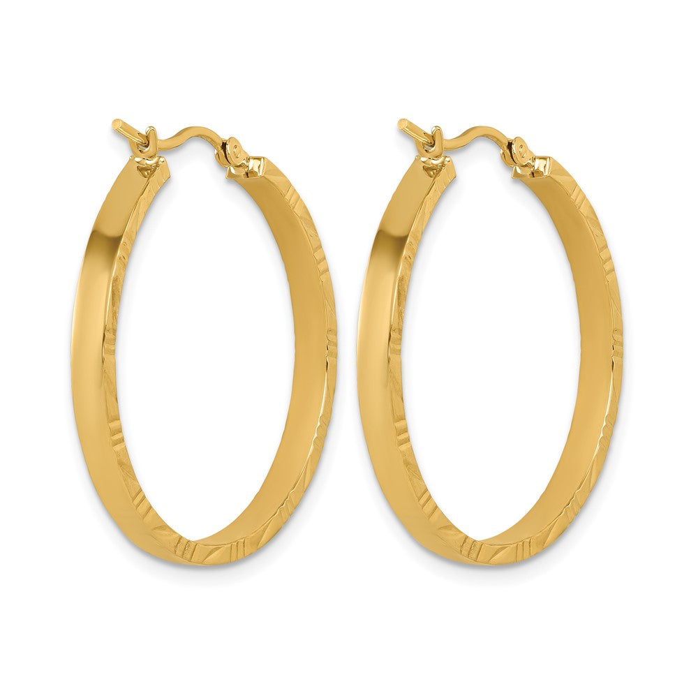 10k D/C Edge Large 3mm Polished Hoop Earrings