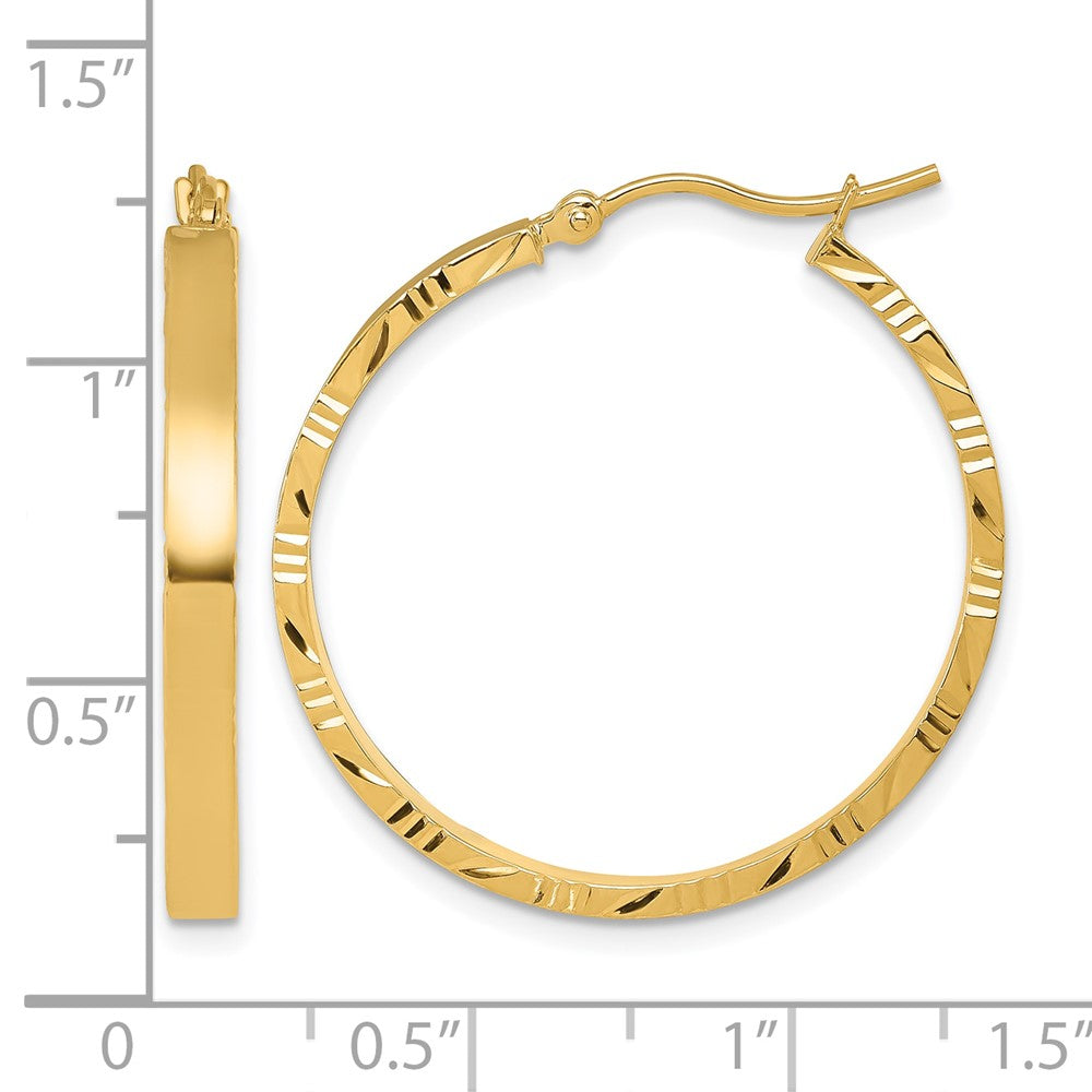 10k D/C Edge Large 3mm Polished Hoop Earrings