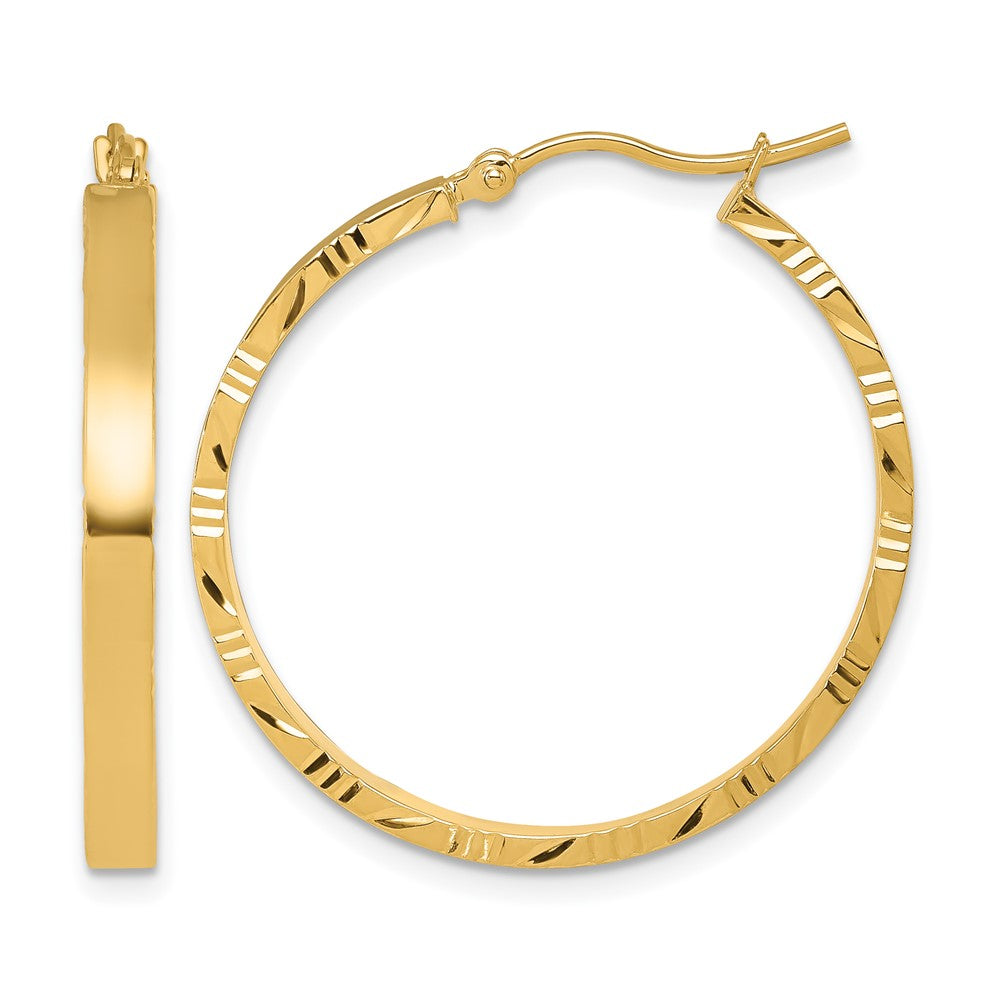 10k D/C Edge Large 3mm Polished Hoop Earrings