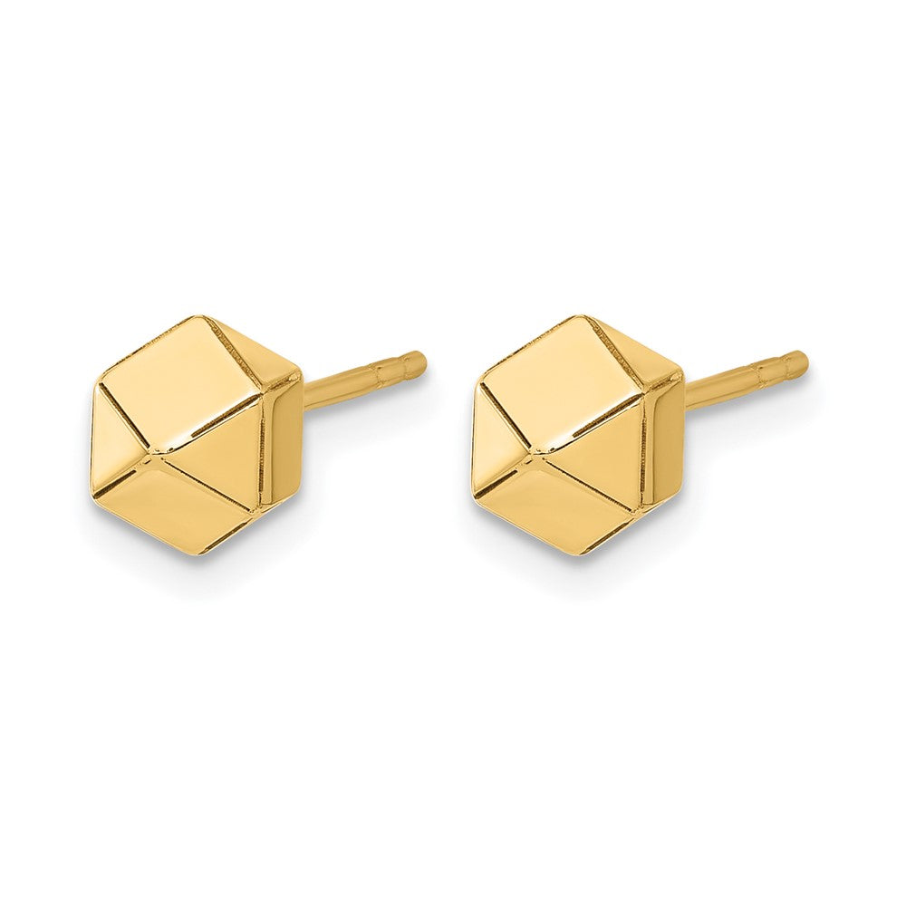 10K Polished Geometric Ball Post Earrings