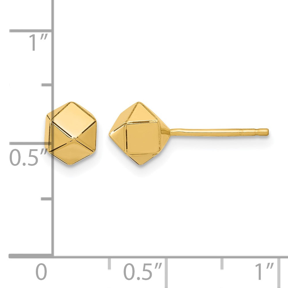 10K Polished Geometric Ball Post Earrings