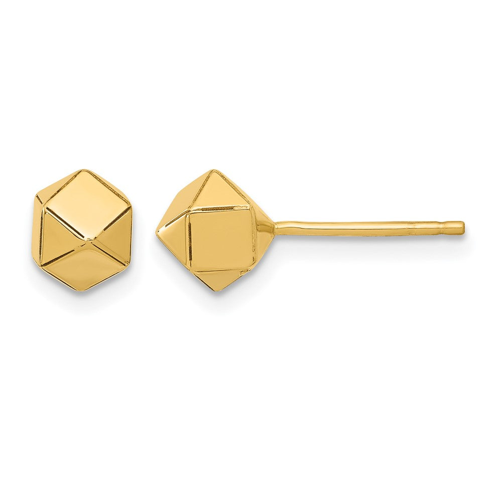 10K Polished Geometric Ball Post Earrings