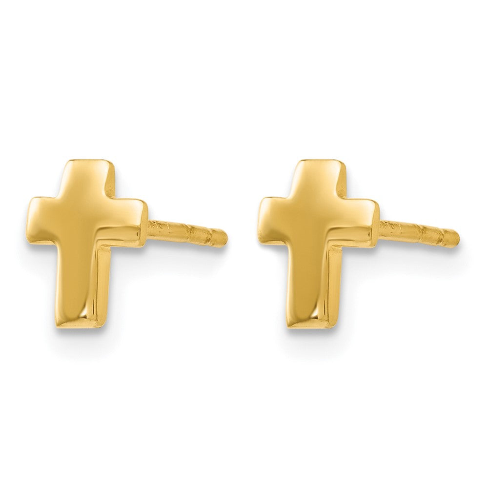 10K Polished Cross Post Earrings