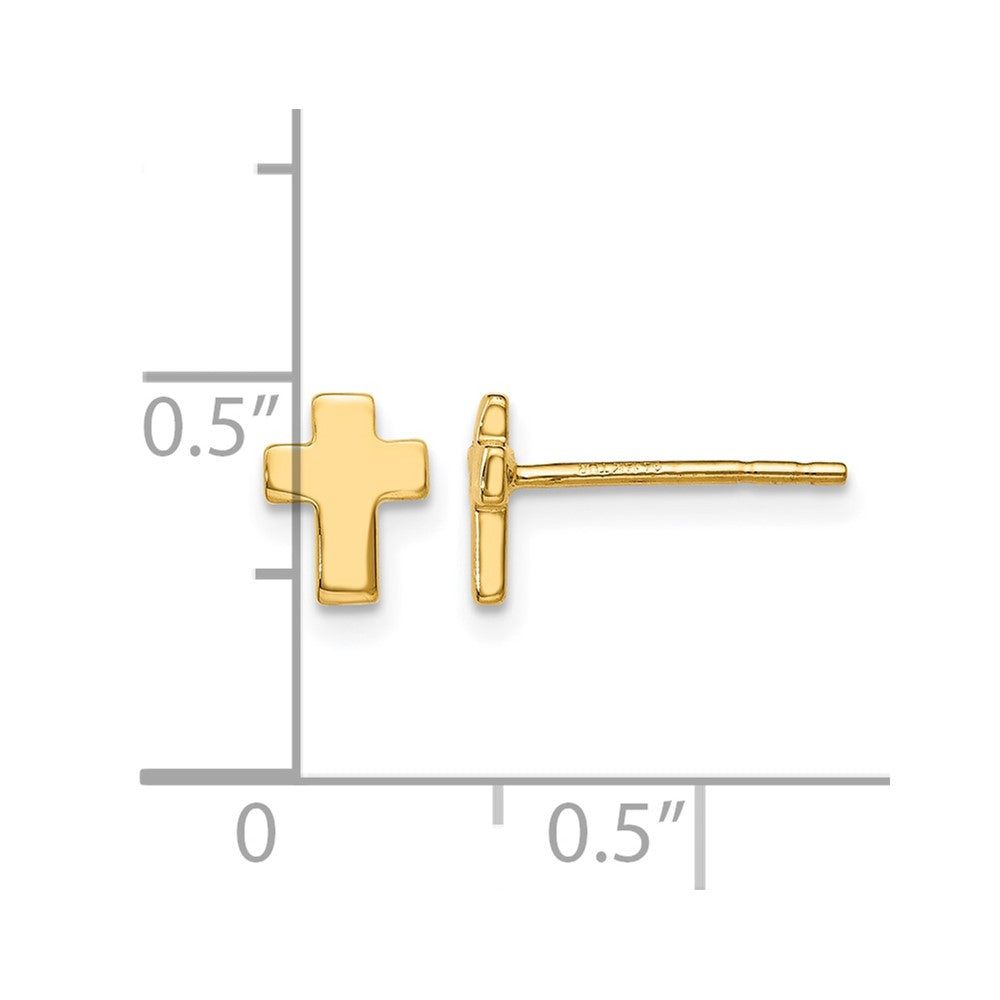 10K Polished Cross Post Earrings