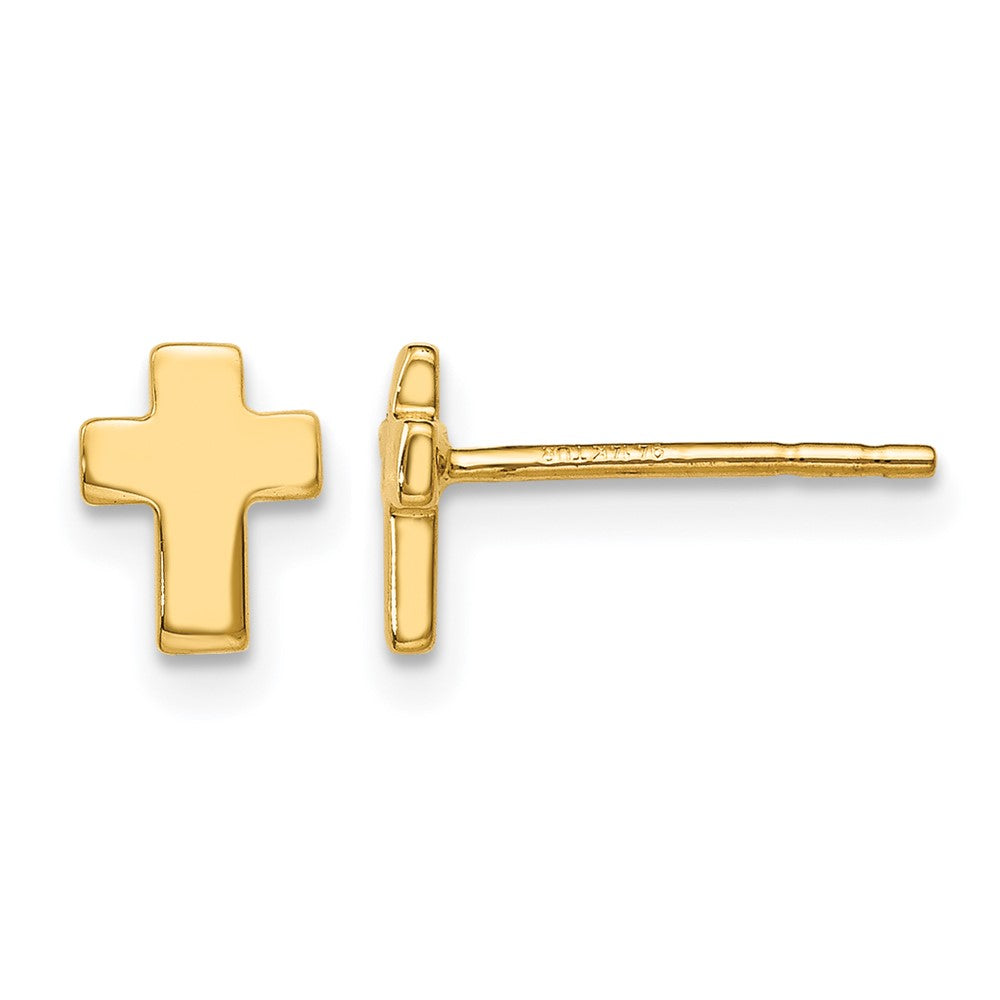 10K Polished Cross Post Earrings
