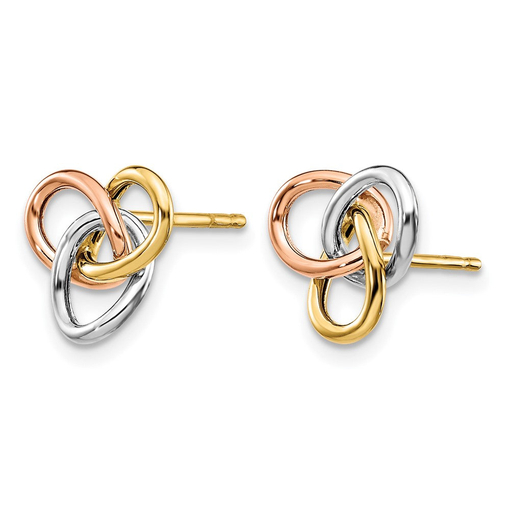 10K Tri-color Polished Rings Post Earrings