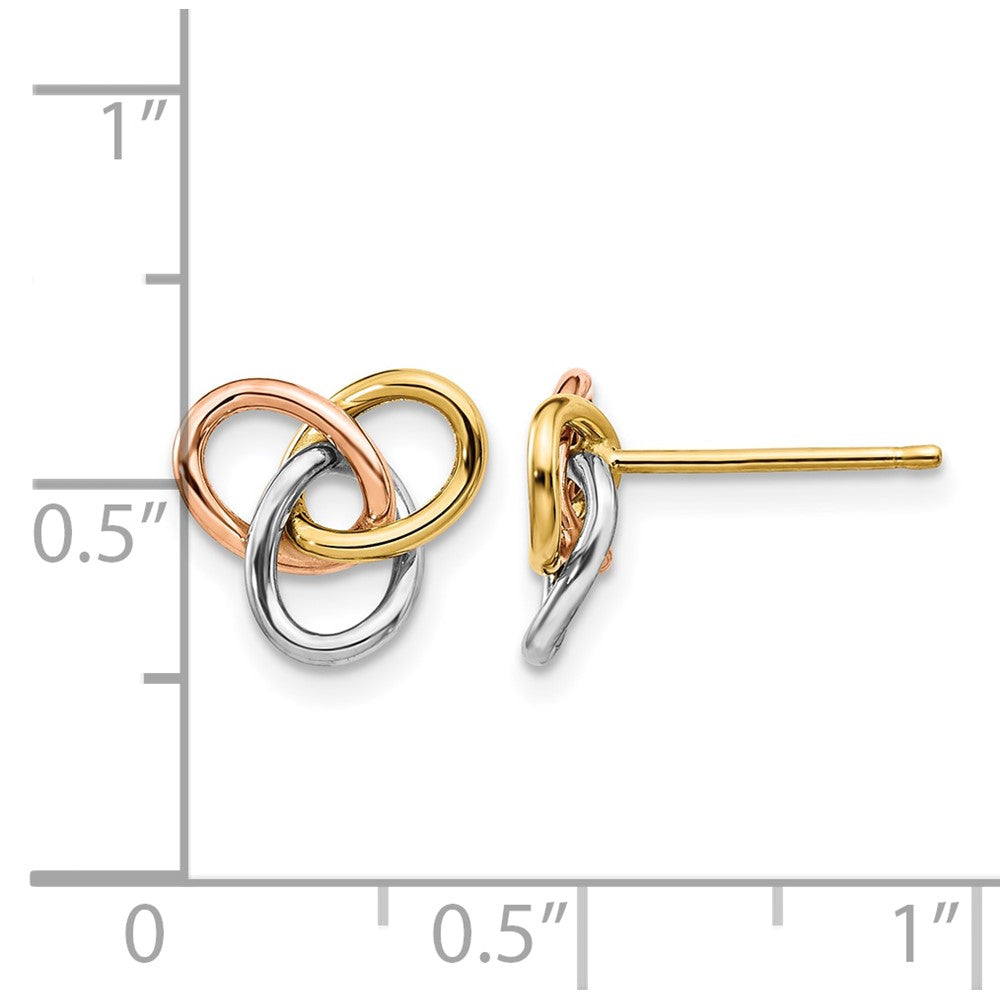 10K Tri-color Polished Rings Post Earrings