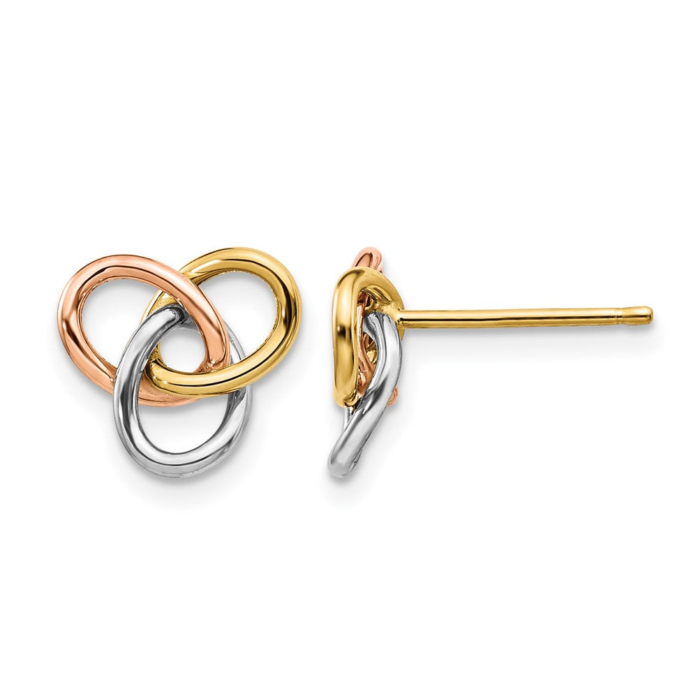 10K Tri-color Polished Rings Post Earrings