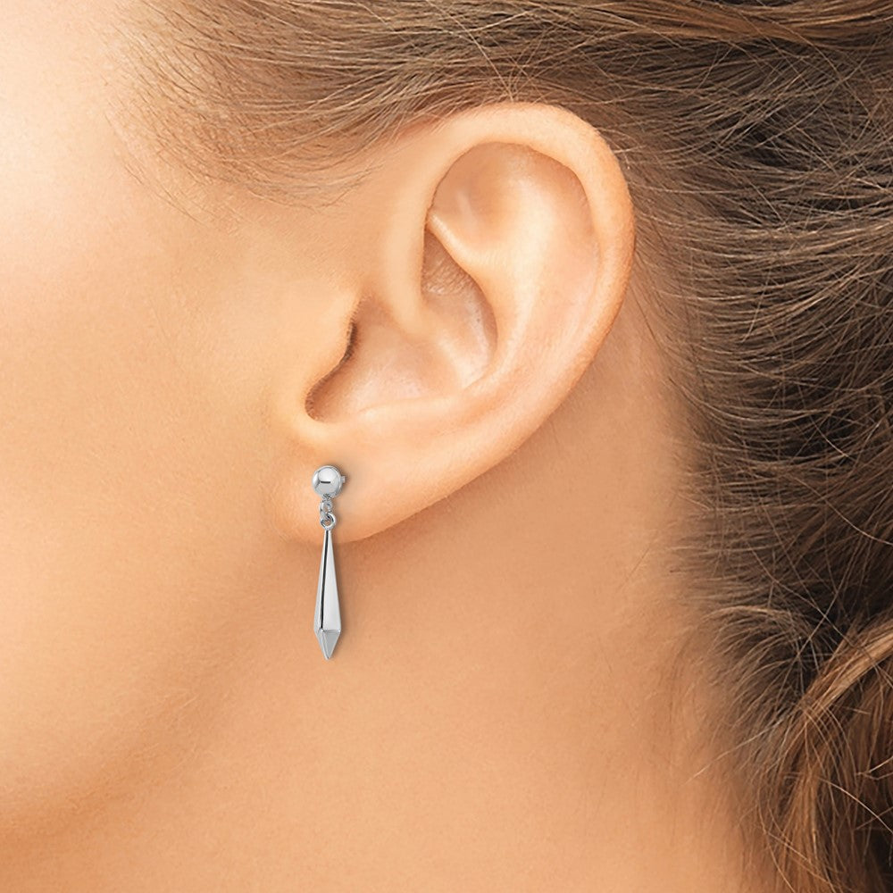10K White Gold Polished Post Dangle Earrings