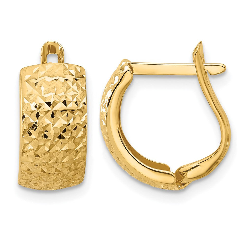 10K Polished and Diamond-cut Omega Back Earrings