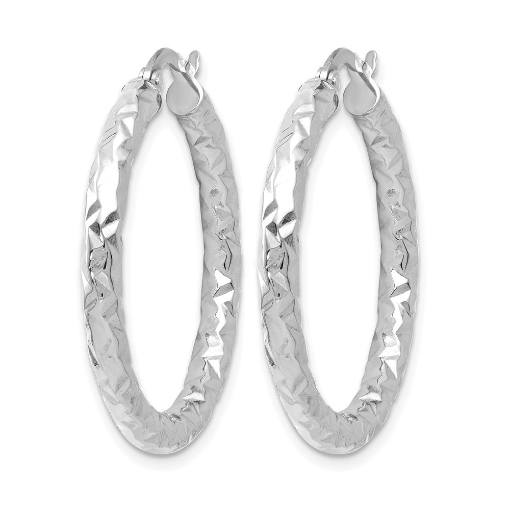 10K ForeverLite White Gold Polished and Textured Earrings
