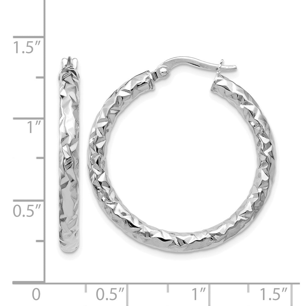 10K ForeverLite White Gold Polished and Textured Earrings