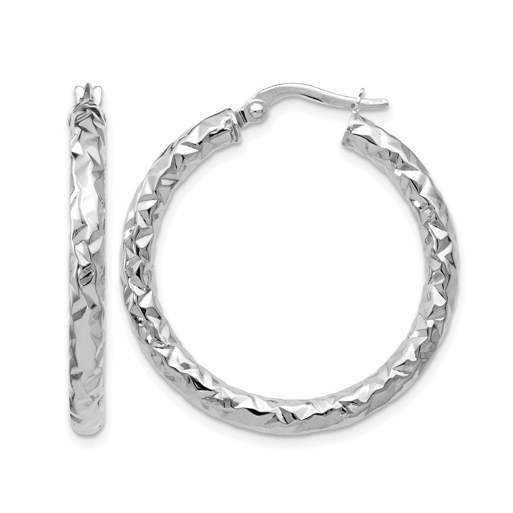 10K ForeverLite White Gold Polished and Textured Earrings
