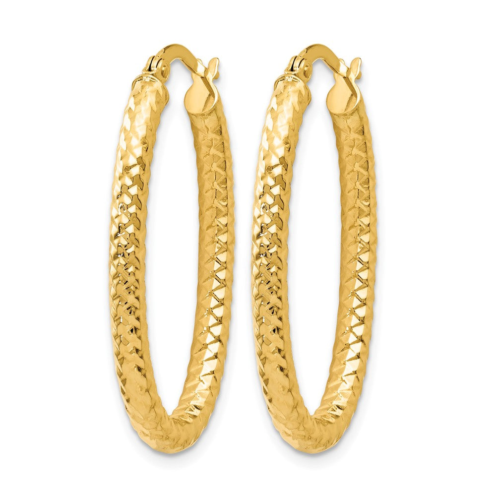 10K ForeverLite Polished and Textured Oval Hoop Earrings