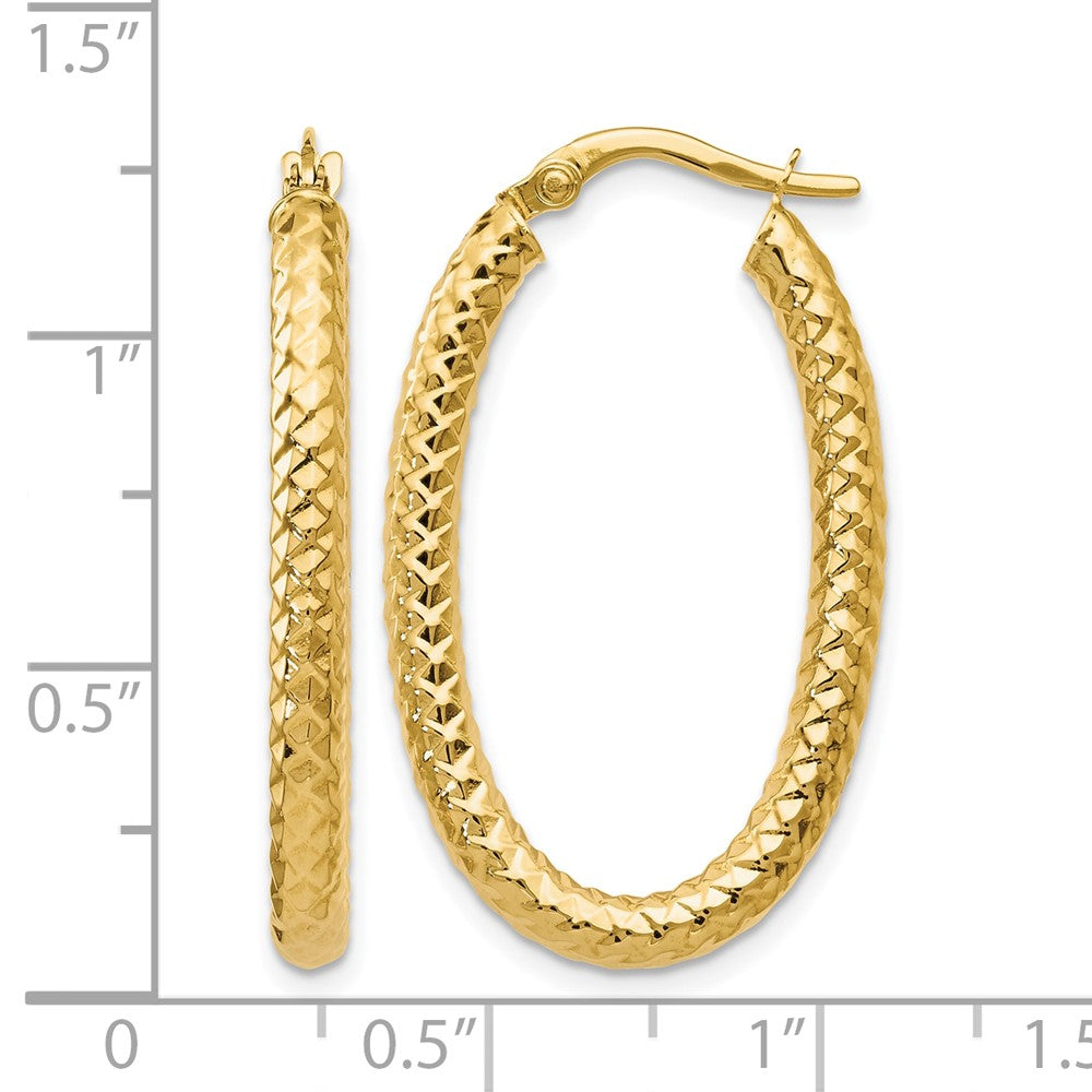 10K ForeverLite Polished and Textured Oval Hoop Earrings