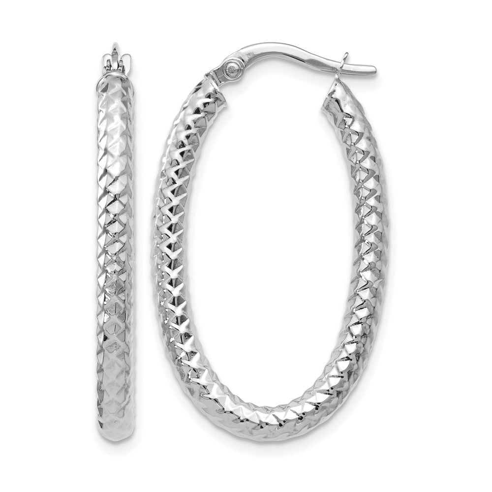 10K ForeverLite White Gold Polished and Textured Earrings