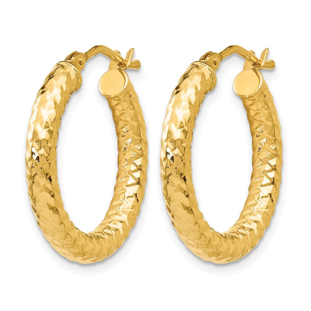 10K ForeverLite Polished and Textured Hoop Earrings