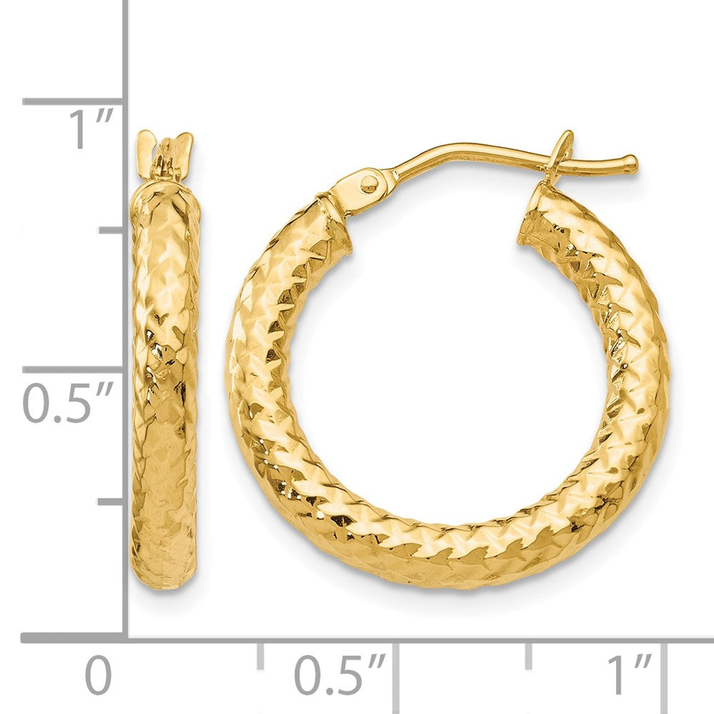 10K ForeverLite Polished and Textured Hoop Earrings