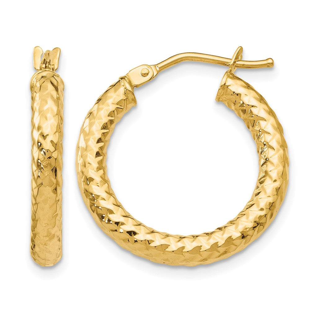 10K ForeverLite Polished and Textured Hoop Earrings