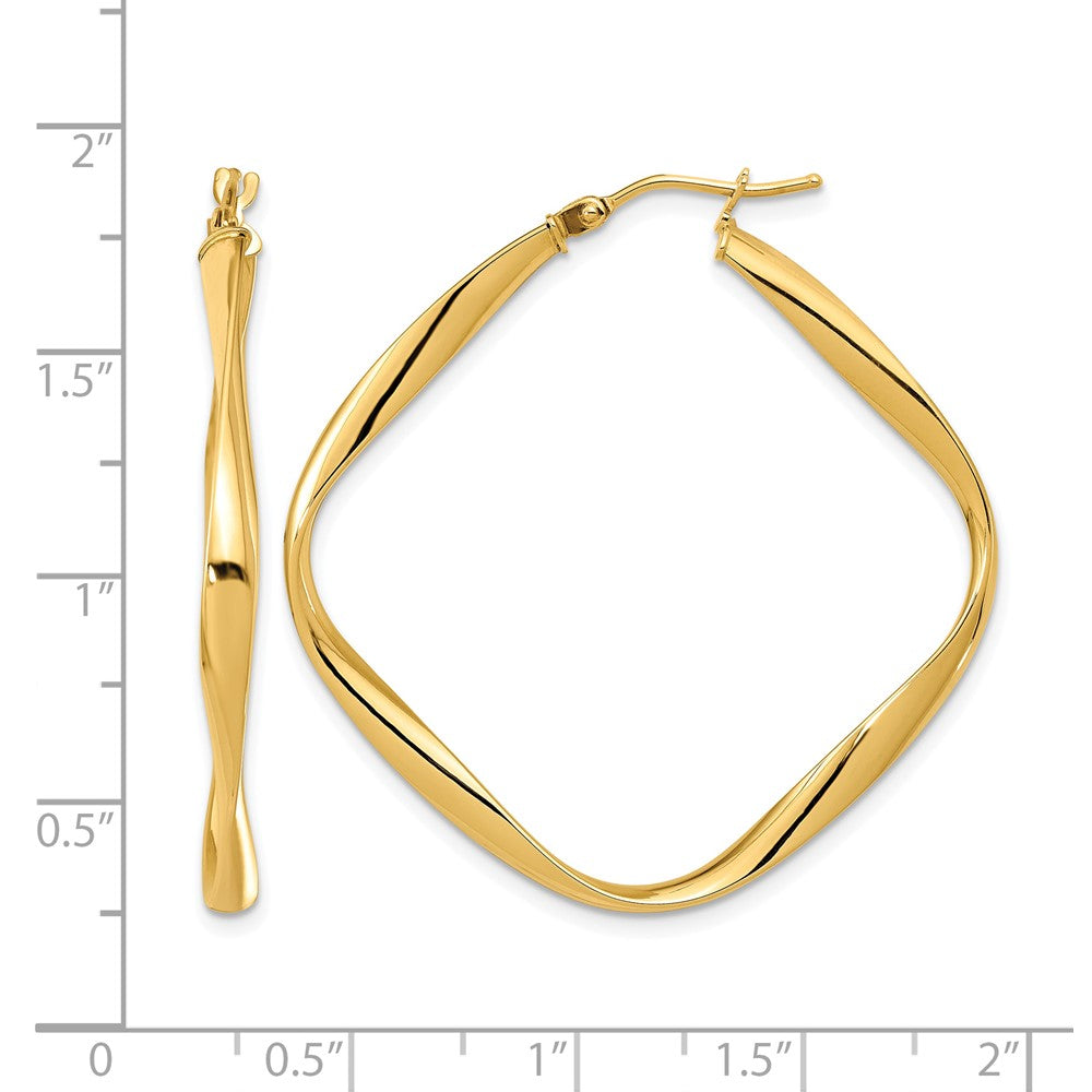 10K Polished Twisted Square Hoop Earrings